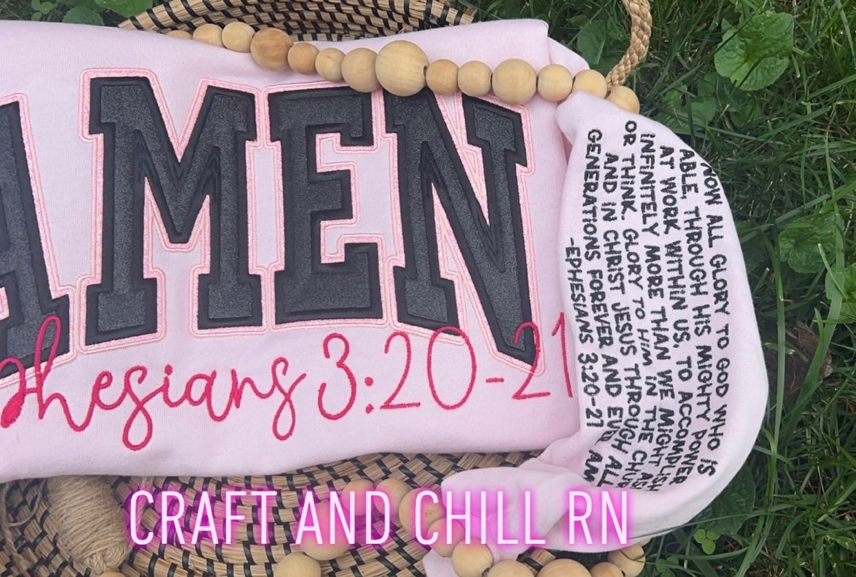 Amen- Ephesians 3:20-21 Embroidered Crewneck