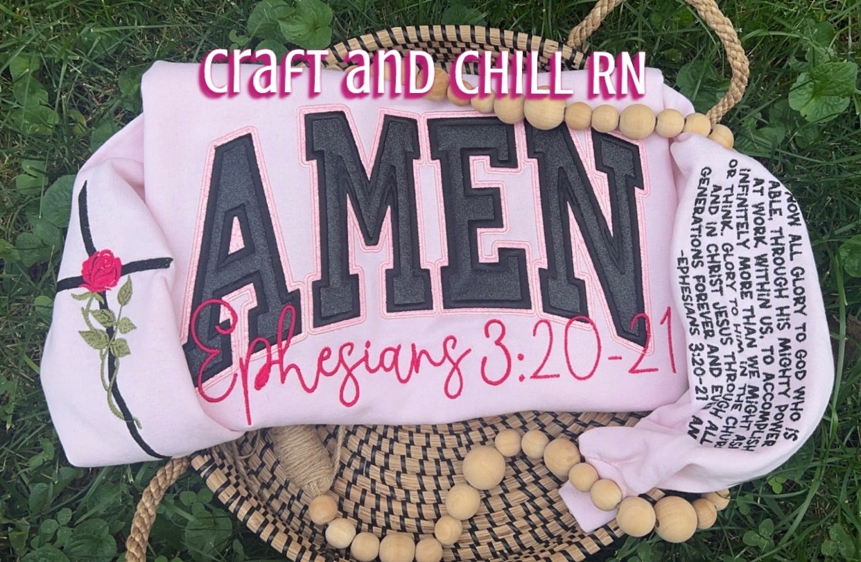 Amen- Ephesians 3:20-21 Embroidered Crewneck