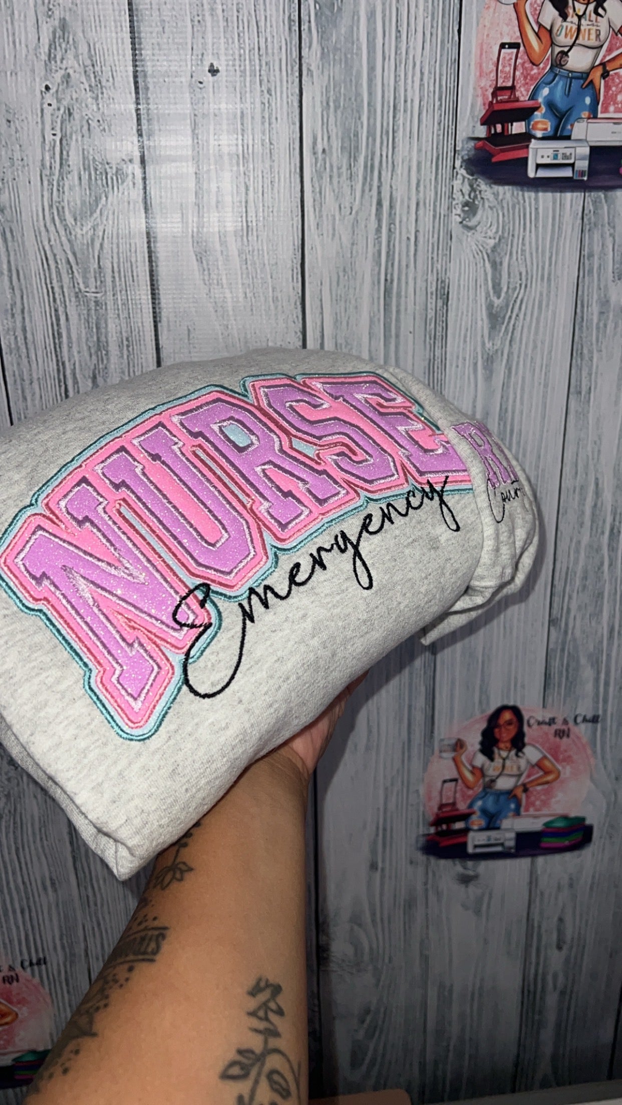 Triple Layered Embroidered Crewneck