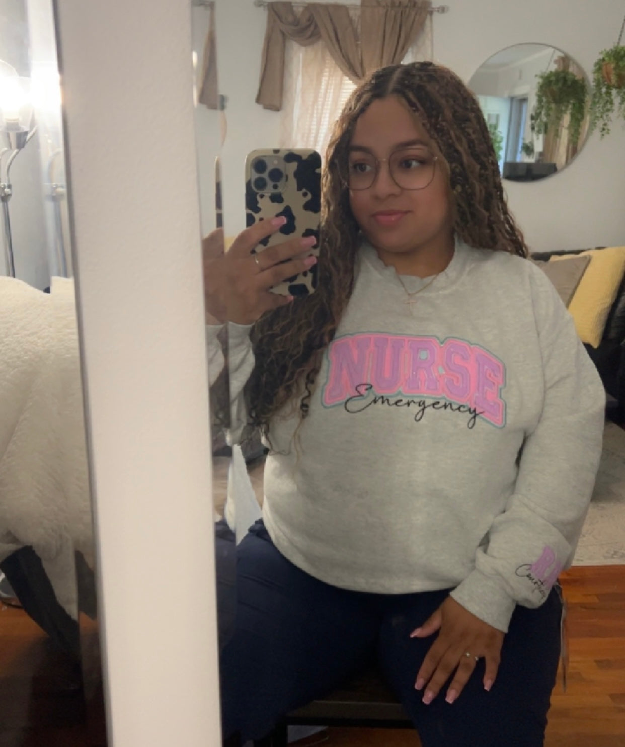 Triple Layered Embroidered Crewneck