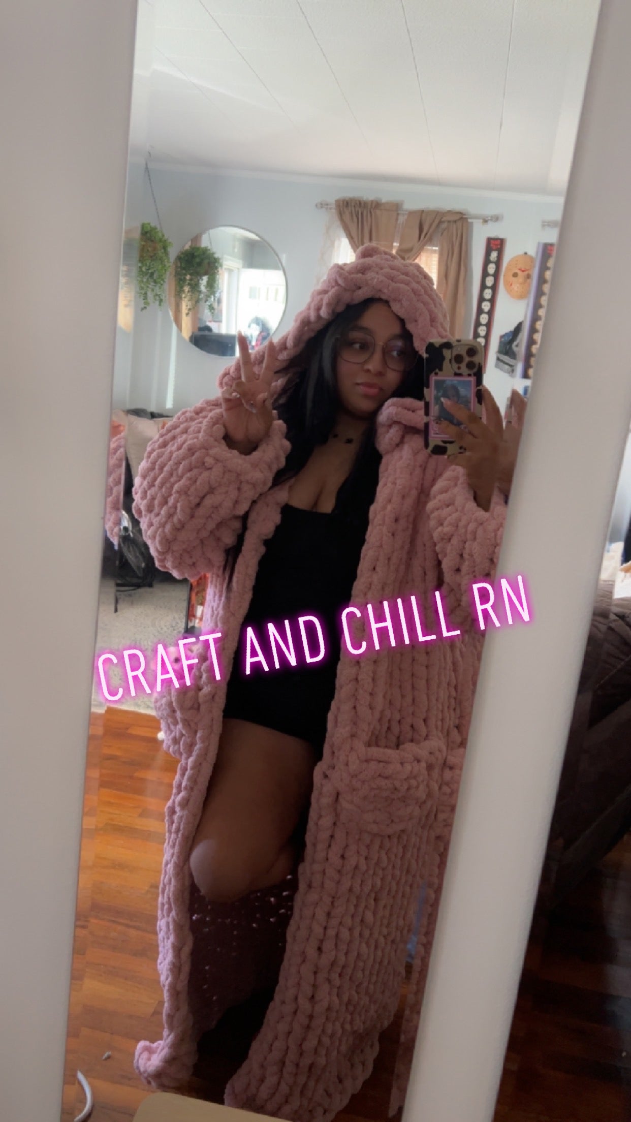 Jumbo Hooded Knit Duster