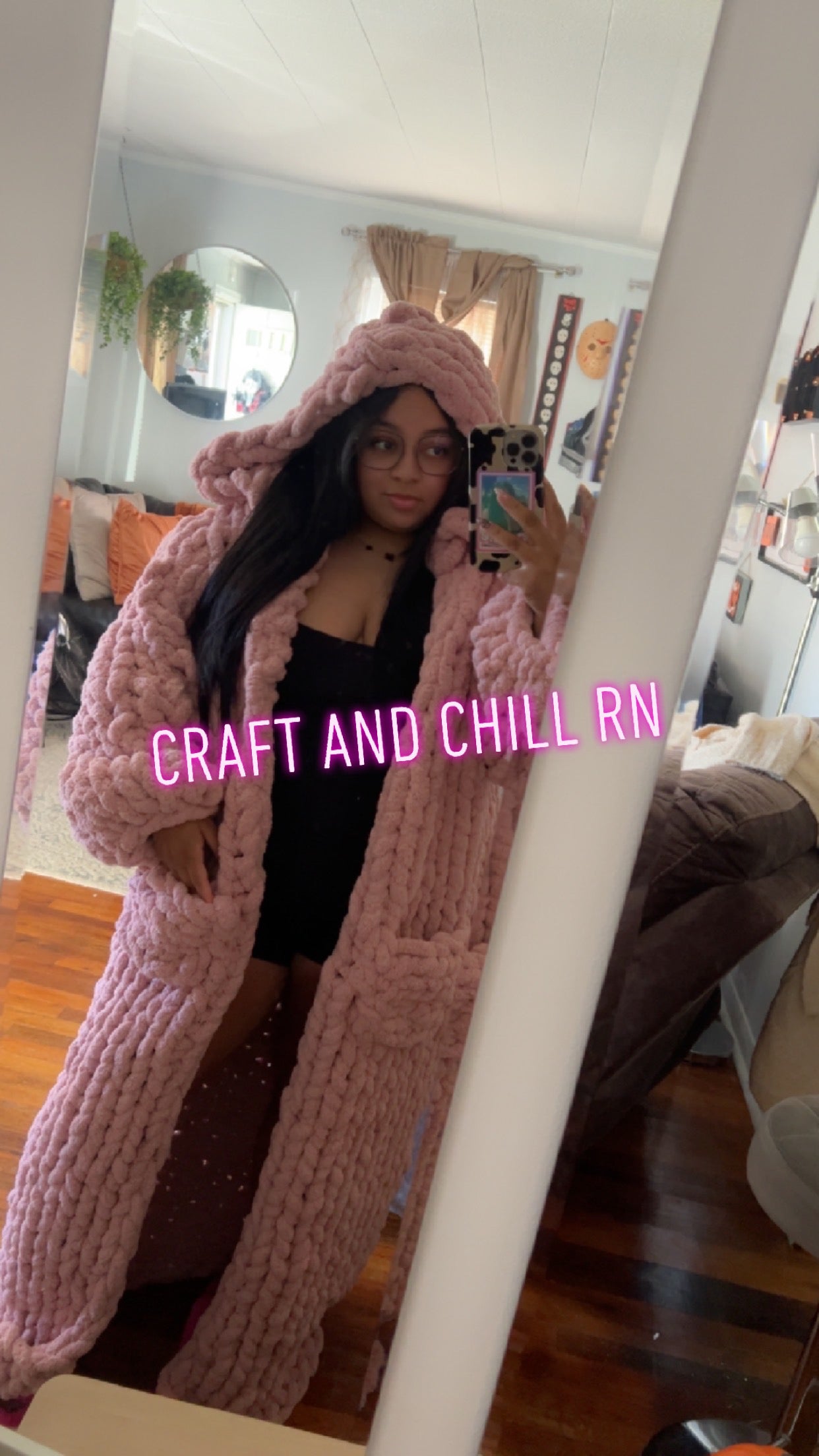 Jumbo Hooded Knit Duster