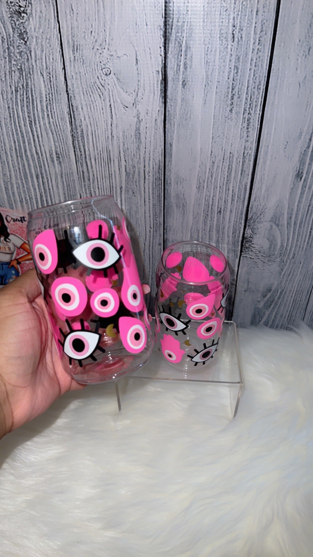 Pink Hamsa Evil Eye Cups