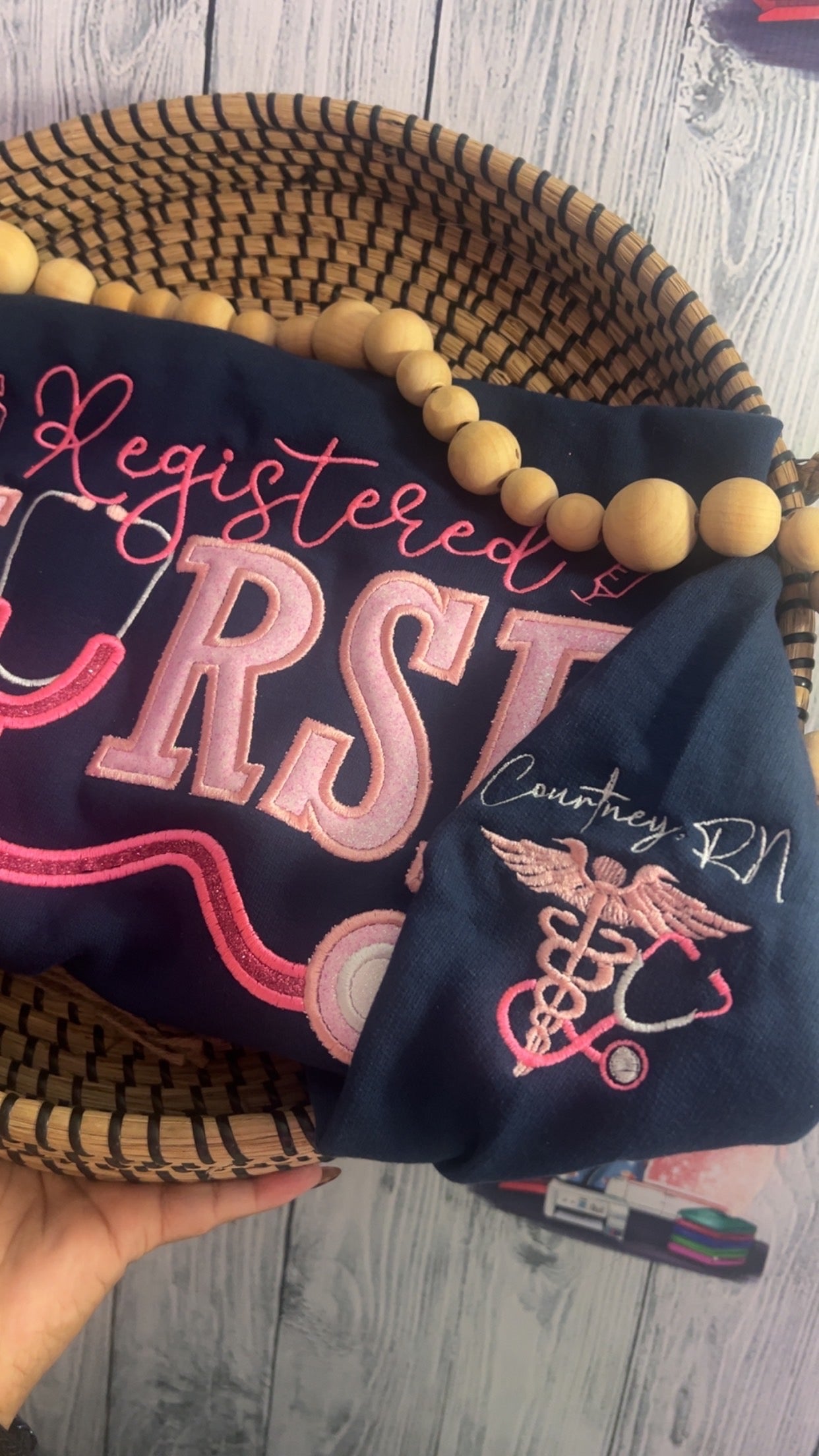 Nurse Stethoscope Embroidered Crewneck