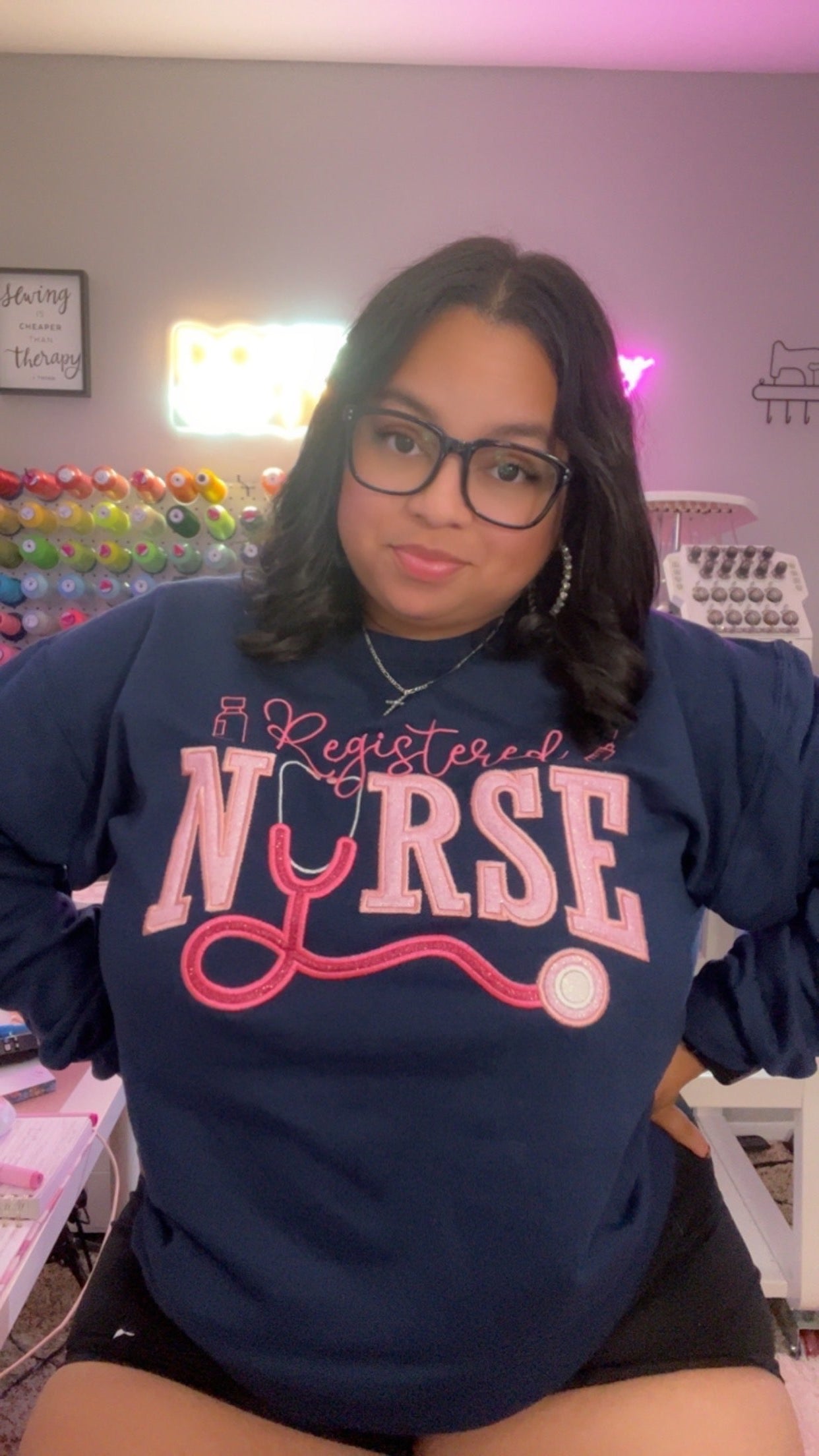 Nurse Stethoscope Embroidered Crewneck