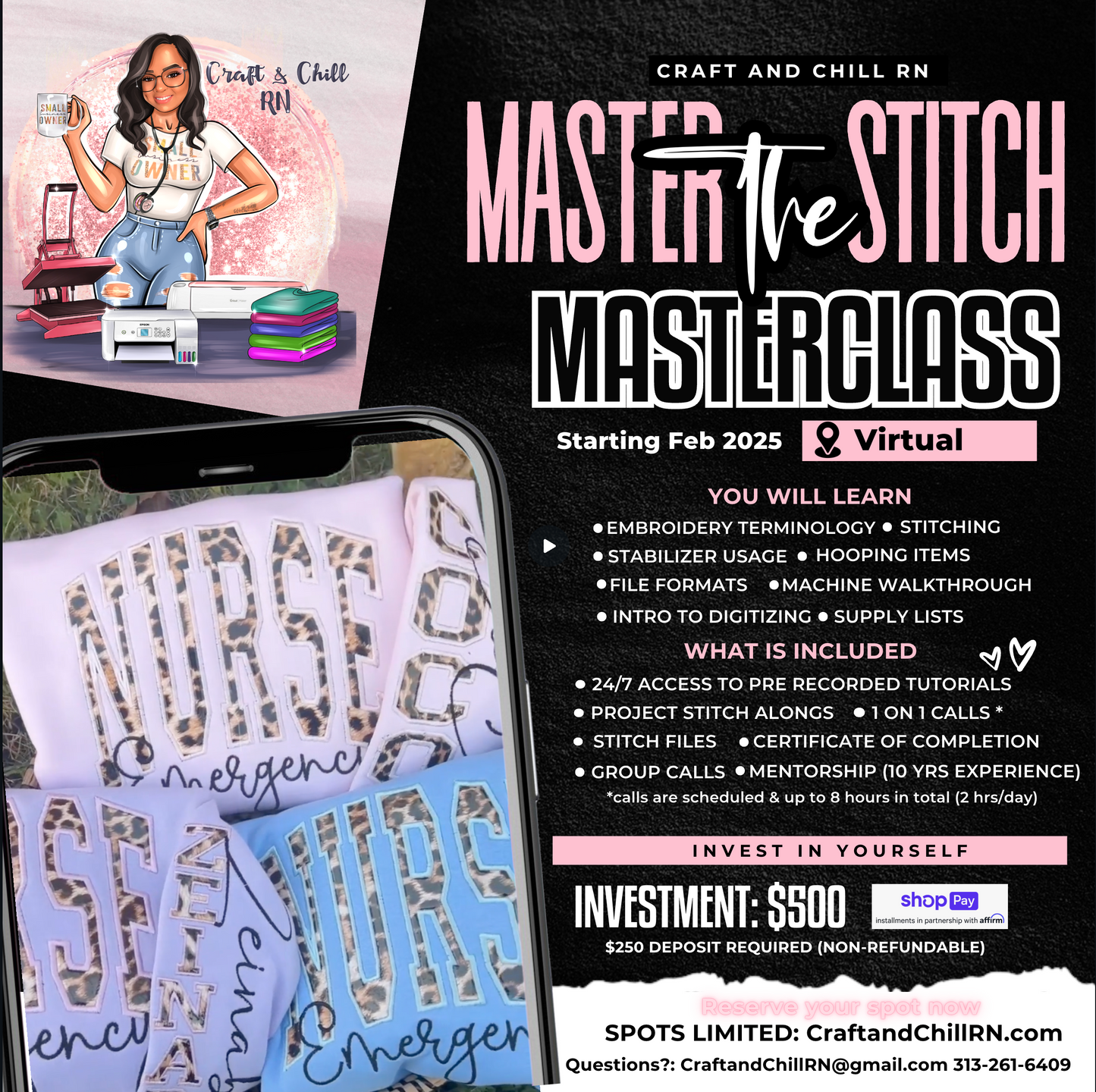 Embroidery Classes- FULL PAYMENT