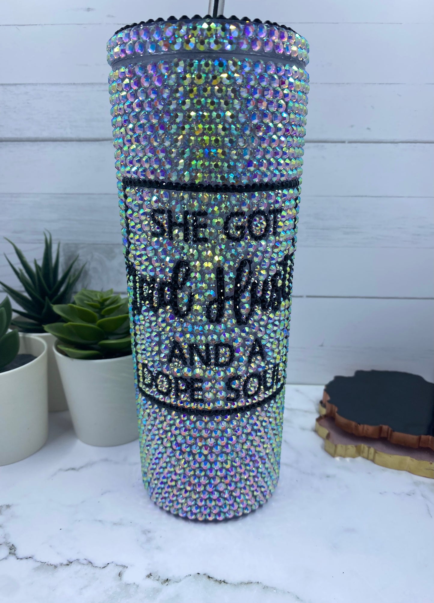 Mad Hustle- Resin Crystal AB and Jet Black Rhinestones