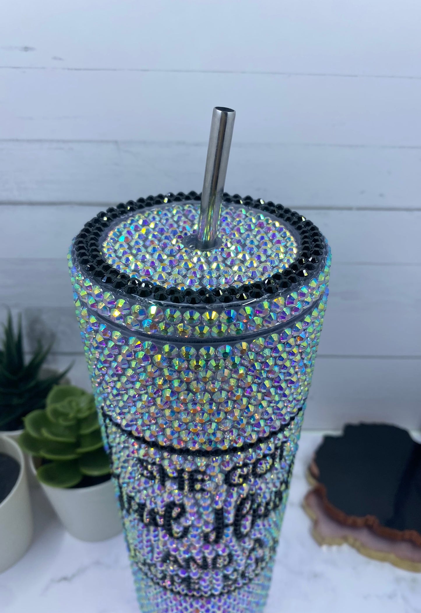 Mad Hustle- Resin Crystal AB and Jet Black Rhinestones