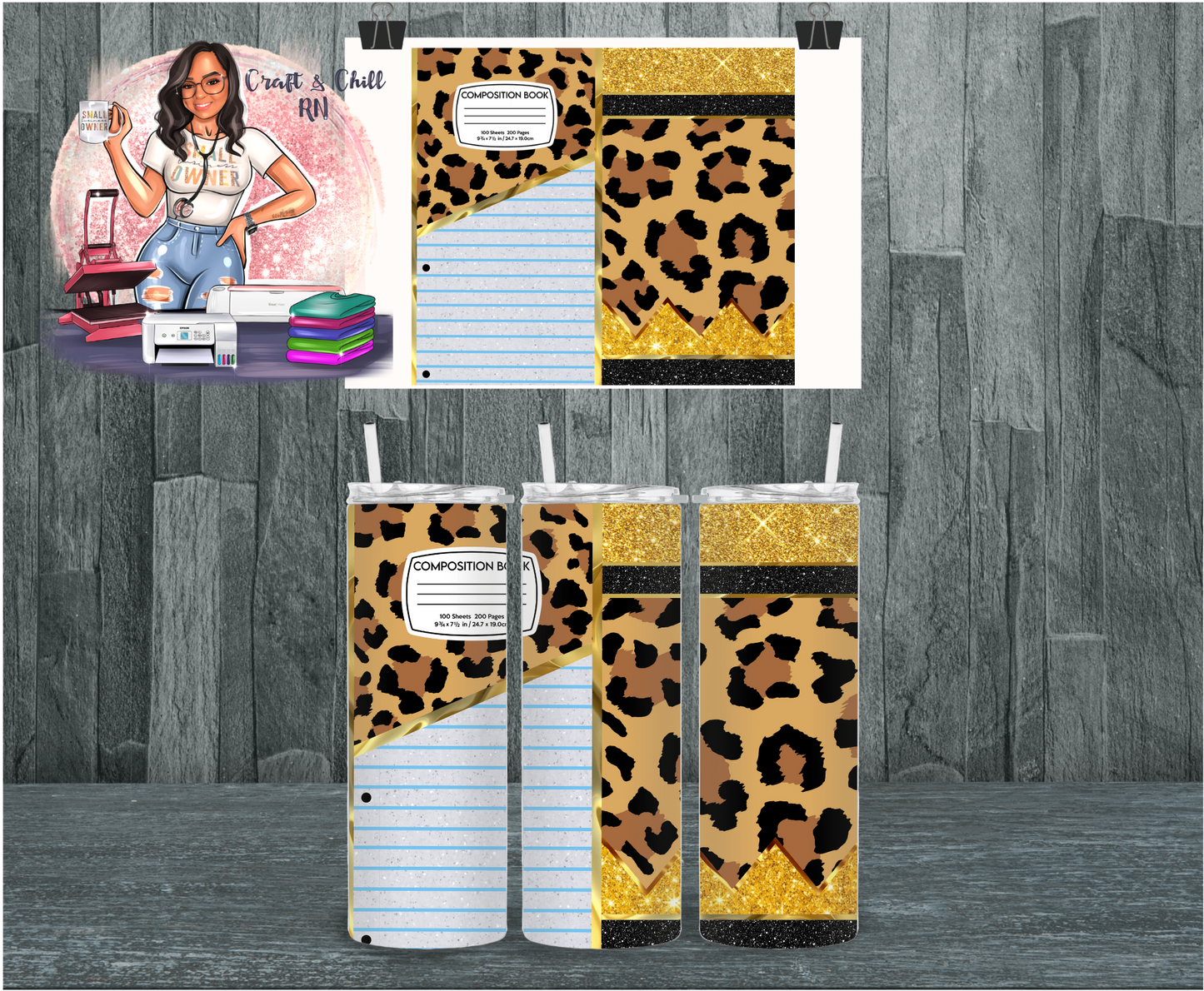 Leopard Composition Tumbler
