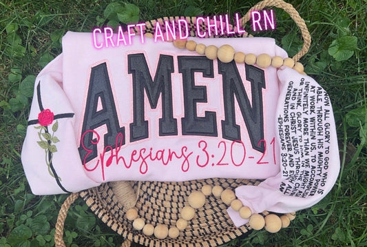 Amen- Ephesians 3:20-21 Embroidered Crewneck