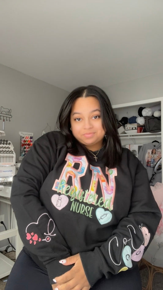 Candy Hearts Embroidered Crewneck