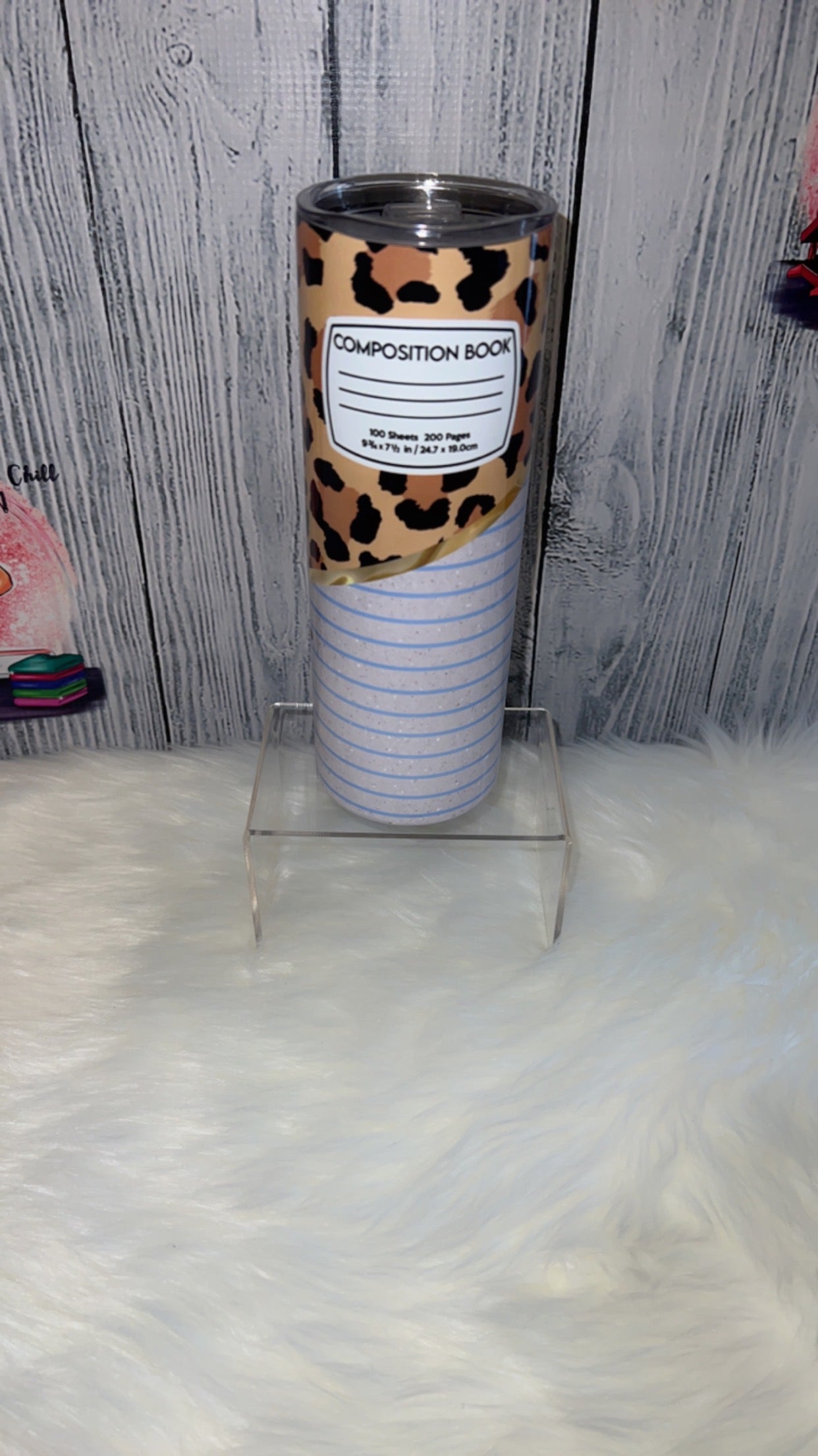 Cheetah composition/pencil tumbler