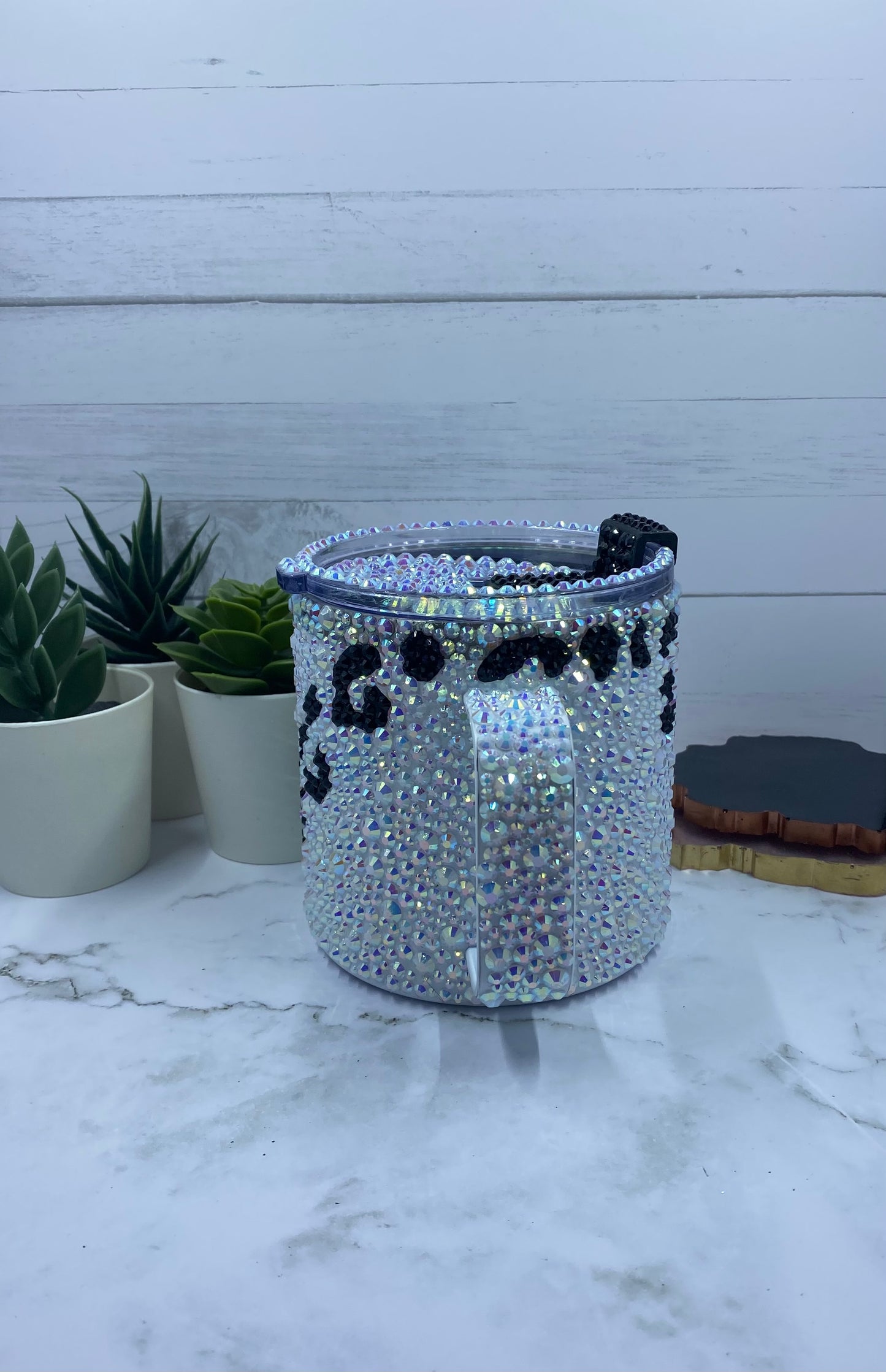 White AB Rhinestone Tumbler