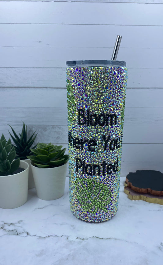 Bloom Where You're Planted- Glass Crystal AB & Peridot Rhinestones