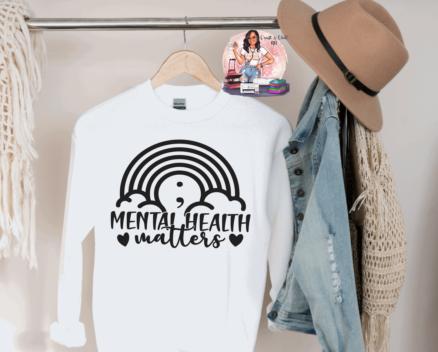 Mental Health Rainbow Crewneck