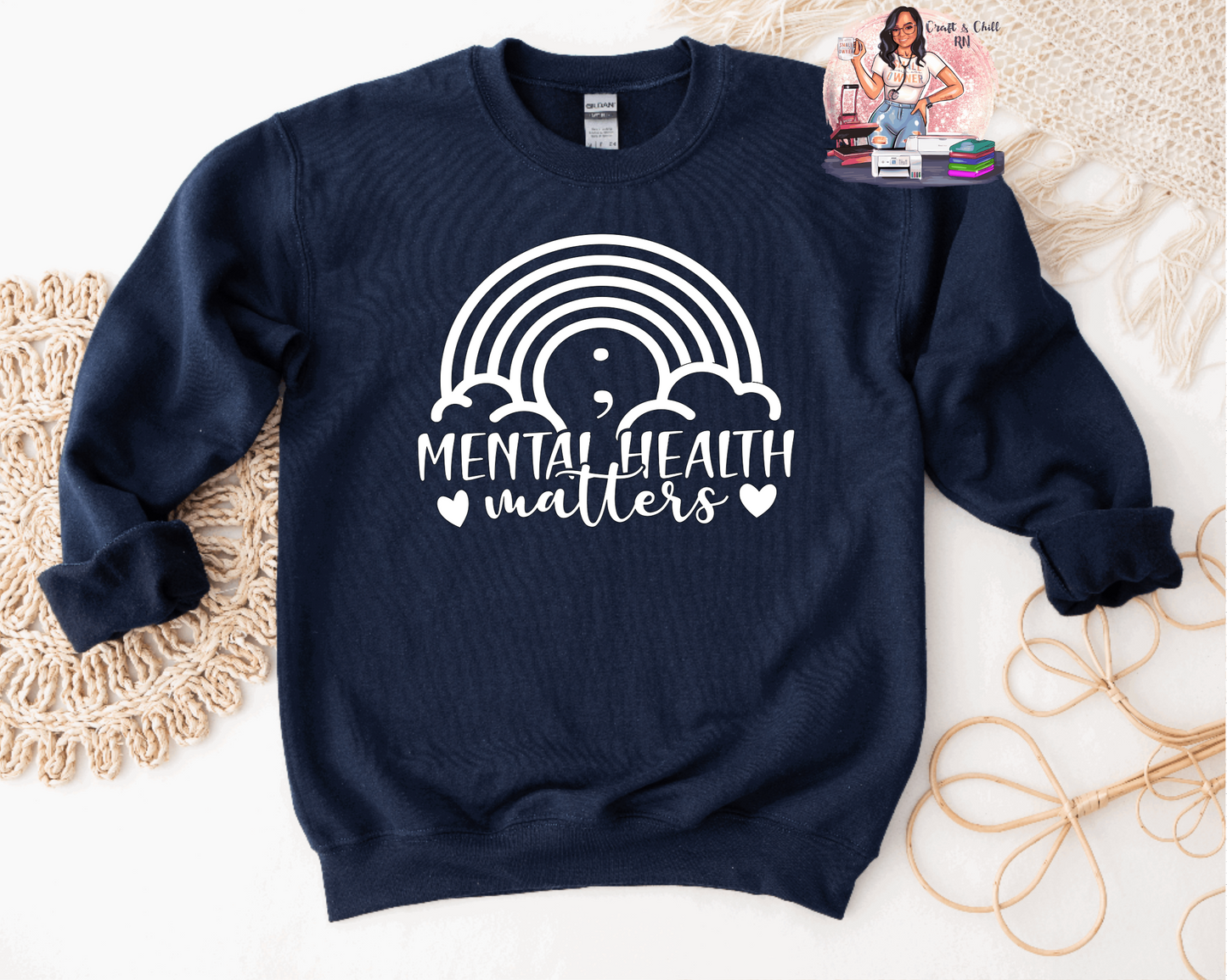 Mental Health Rainbow Crewneck