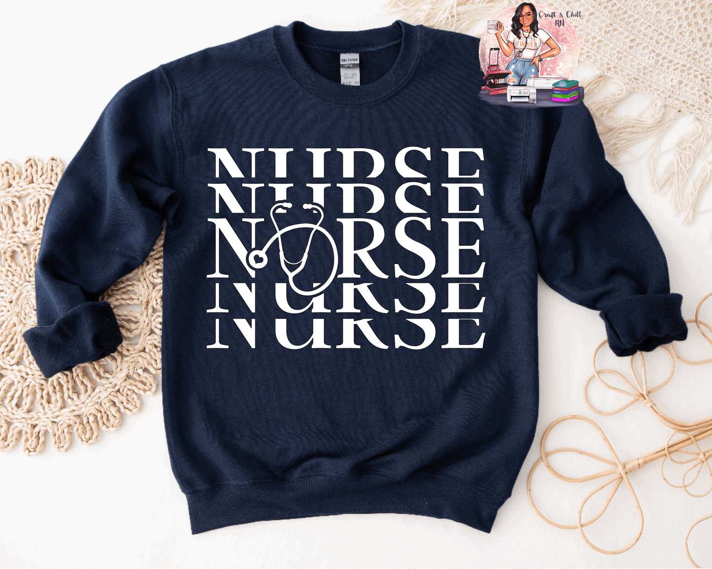 Stacked Nurse Crewneck