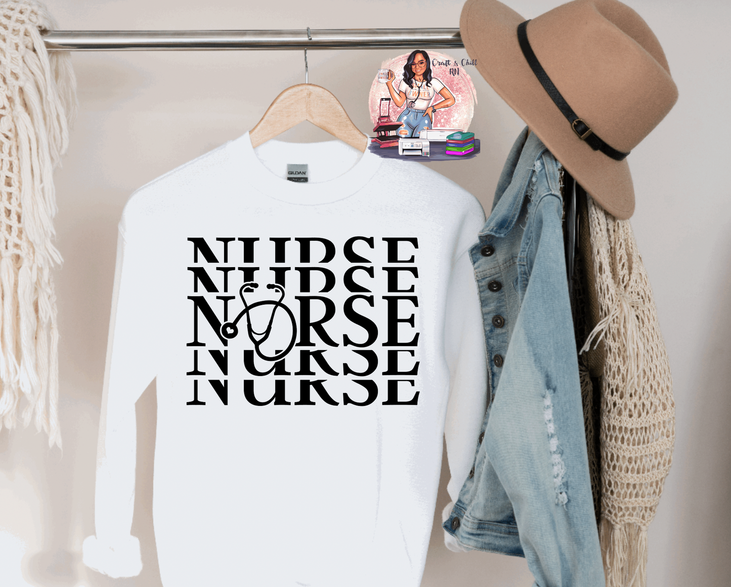 Stacked Nurse Crewneck