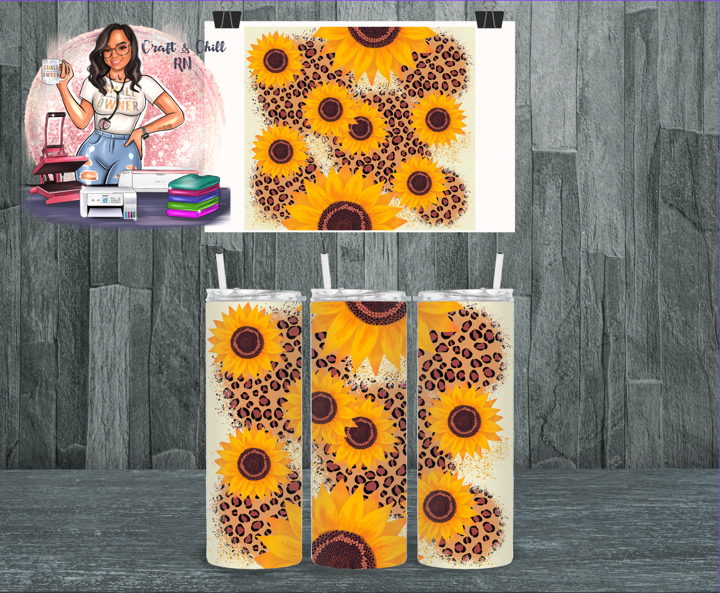 Cheetah Sunflower Tumbler