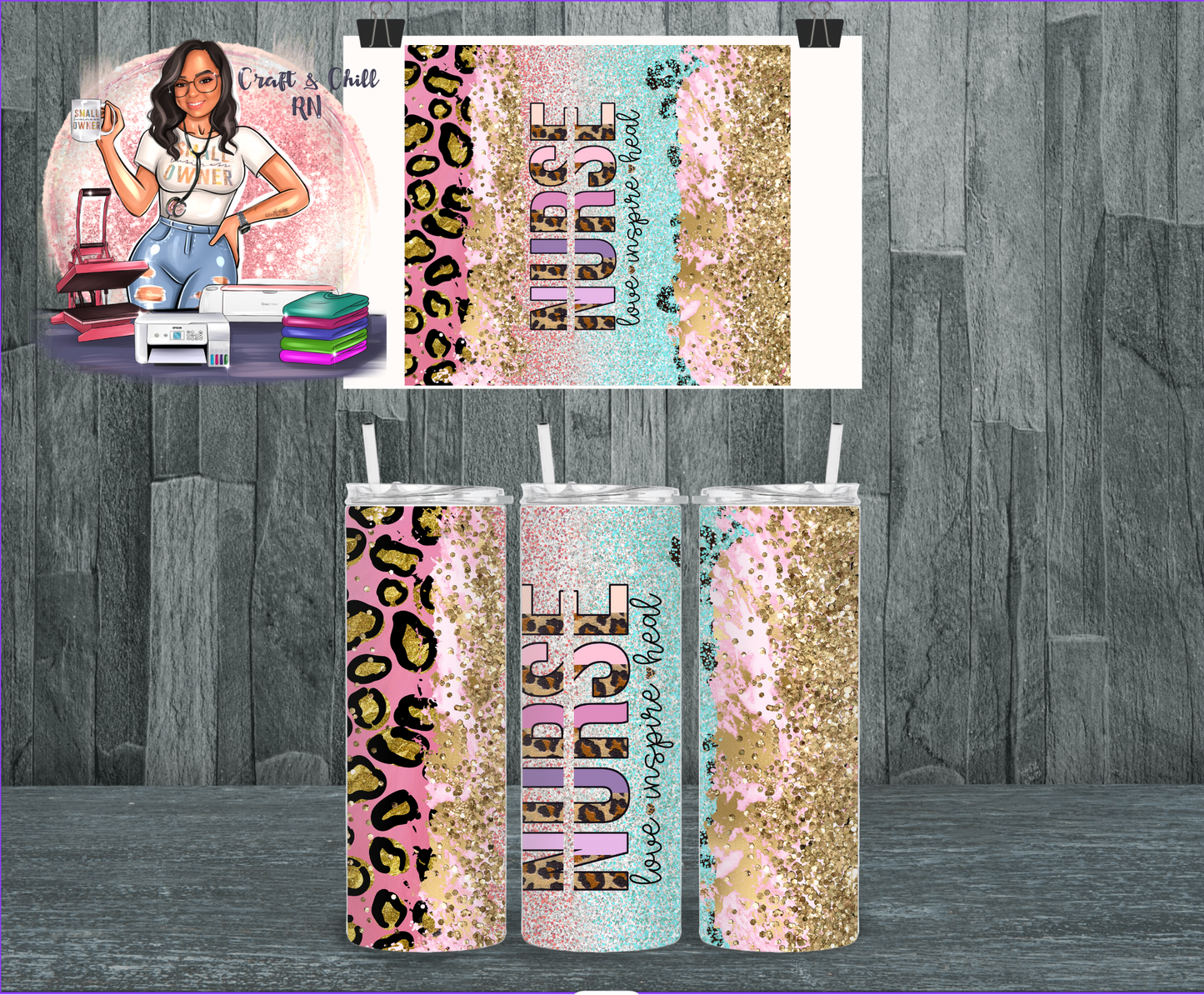 Nurse Tumbler- Pink/Teal