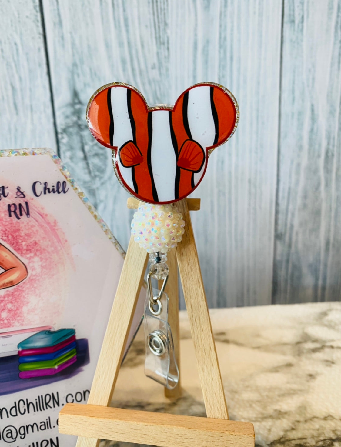 Clown Fish Mouse Head Badge Reel